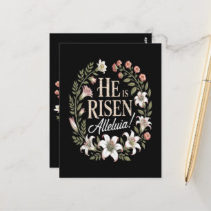 Carte Postale Il Est Ressuscité Alleluia Floral Pâques Chrétien