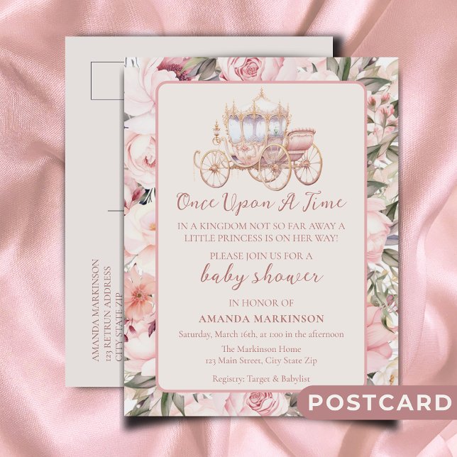 Carte Postale Il était une fois un Baby shower princesse rose (Créateur téléchargé)