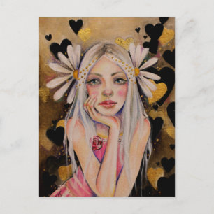 Carte Postale Il M'Aime, Il M'Aime Pas De Peinture Originale,