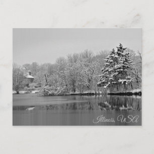 Carte Postale Il neige sur le lac, Monochrome Illinois