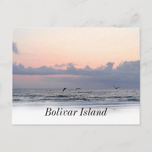 Carte Postale Île de Bolivar de plage de Galveston (Devant)