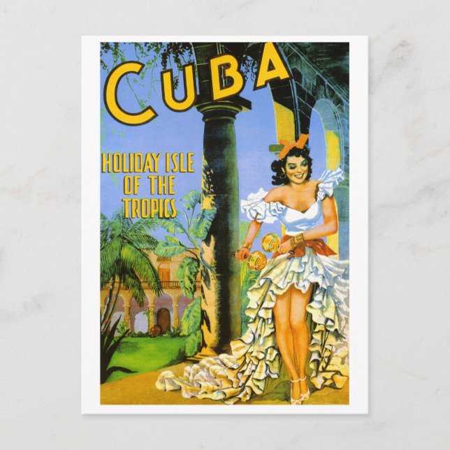Carte Postale Île de vacances du Cuba de l'affiche de voyage de (Devant)