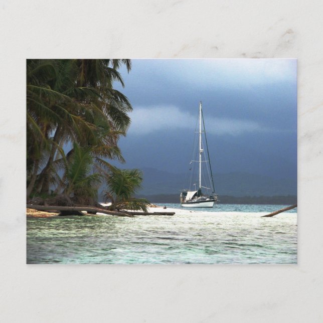 Carte Postale Ile de Waisaladup (verte), Kuna Yala, Panama (Devant)