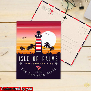 Carte Postale Ile des Palms phare SC Retro Sunset Souvenirs