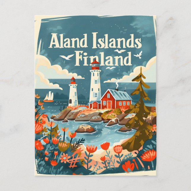 Carte Postale Îles Åland Finlande dessin à main (Devant)
