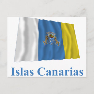 Carte Postale Îles Canaries avec un drapeau avec un nom en espag