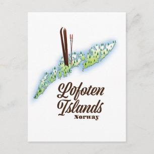 Carte Postale Îles Lofoten, Norvège affiche de ski.