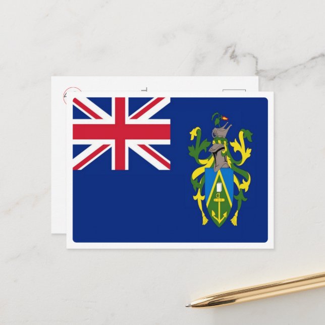 Carte Postale Îles Pitcairn - Drapeau - (Devant/Arrière en situation)