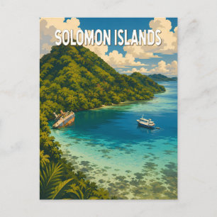 Carte Postale Îles Salomon Illustration Voyage Art Vintage
