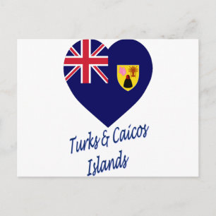 Carte Postale Îles Turks et Caïques Drapeau Coeur