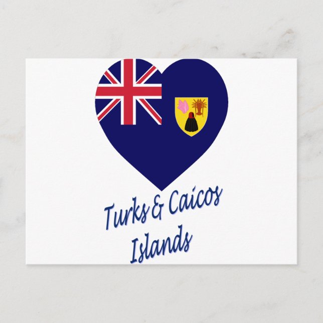 Carte Postale Îles Turks et Caïques Drapeau Coeur (Devant)