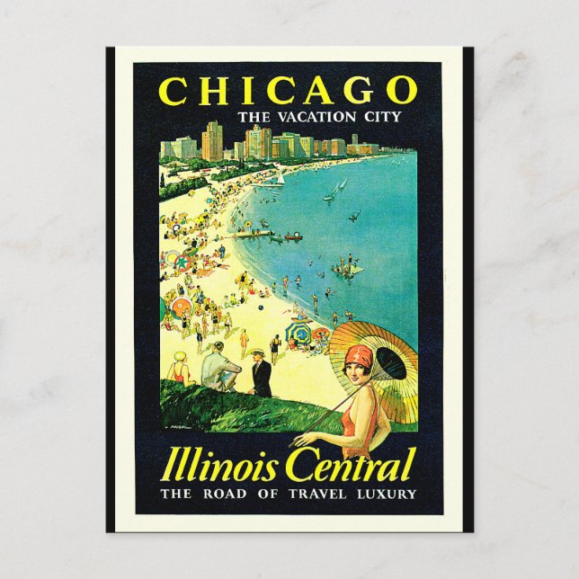 Carte Postale Illinois Central Chicago par les lacs (Devant)