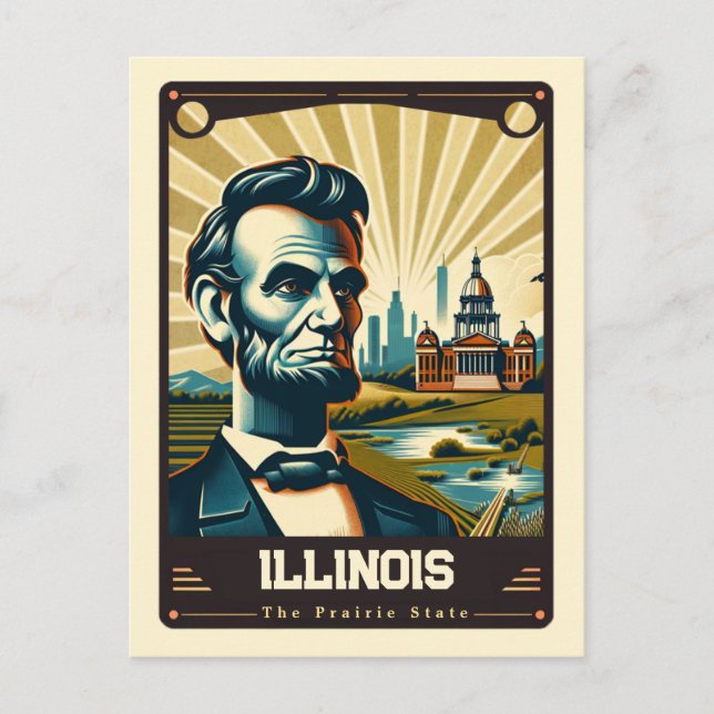 Carte Postale Illinois | Esprit patriotique Vintage (Devant)