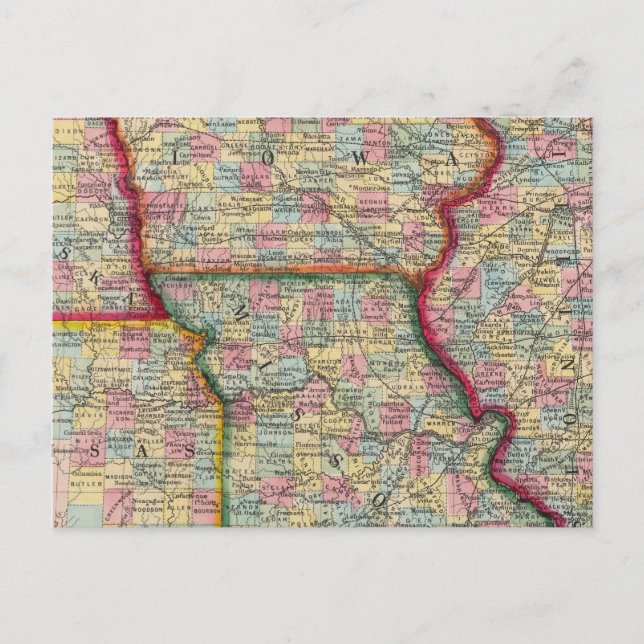 Carte Postale Illinois, Missouri, Iowa, Nebraska Et Kansas (Devant)