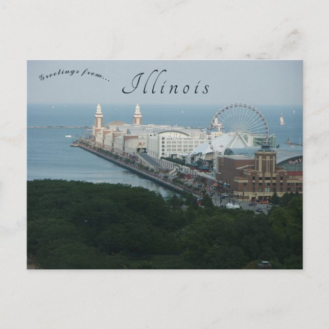 Carte Postale Illinois Pier de la marine de Chicago (Devant)