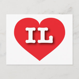 Carte Postale Illinois Red Heart - I love IL