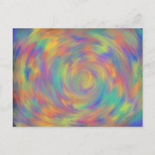 Carte Postale illusion d'optique orange violet spirale art abstr