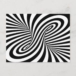 CARTE POSTALE ILLUSION OPTIQUE MOTIF DE ZEBRA BLANC NOIR