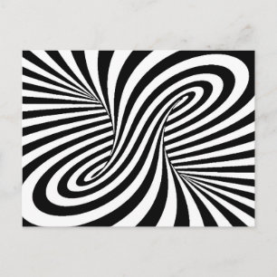 CARTE POSTALE ILLUSION OPTIQUE MOTIF DE ZEBRA BLANC NOIR