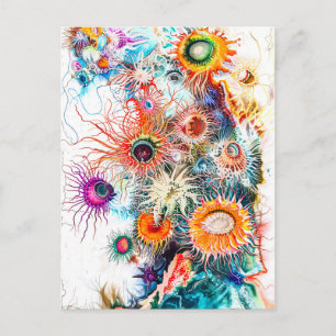 Carte Postale Illustration Abstraite de l'aquarelle des anémones