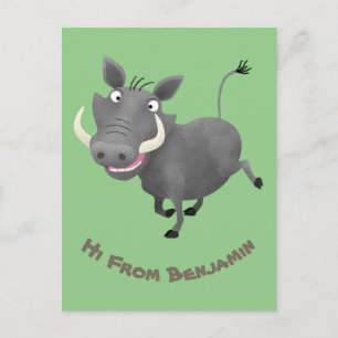 Carte Postale Illustration amusante d'un cochon de phacochère af