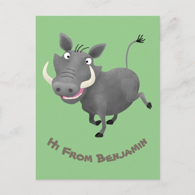 Carte Postale Illustration amusante d'un cochon de phacochère af (Devant)