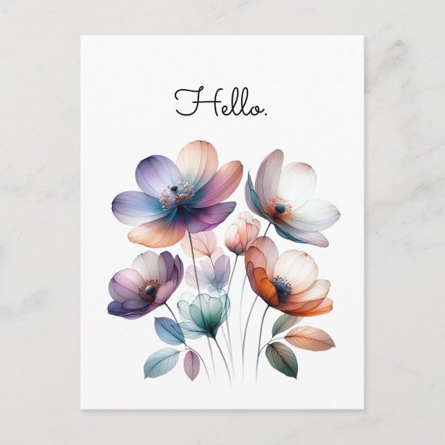 Carte Postale Illustration aquarelle de fleurs personnalisables  (Devant)