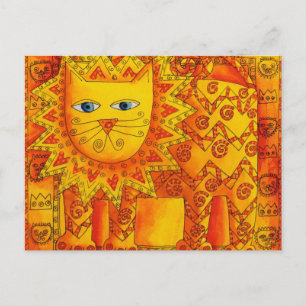 Carte Postale Illustration aquarelle de lion à motifs