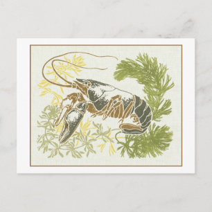 Carte Postale Illustration Art Nouveau de la créature marine - H