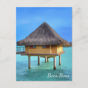 Carte Postale Illustration artistique du Bungalow Bora-Bora