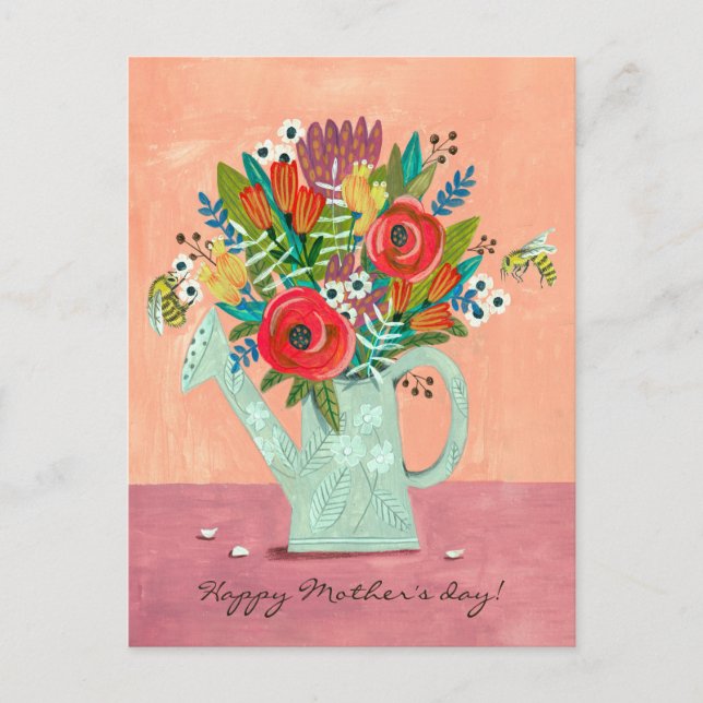 Carte Postale Illustration Boho Flowers (Devant)