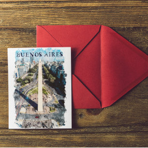 Carte Postale Illustration Buenos Aires Argentina Skyline