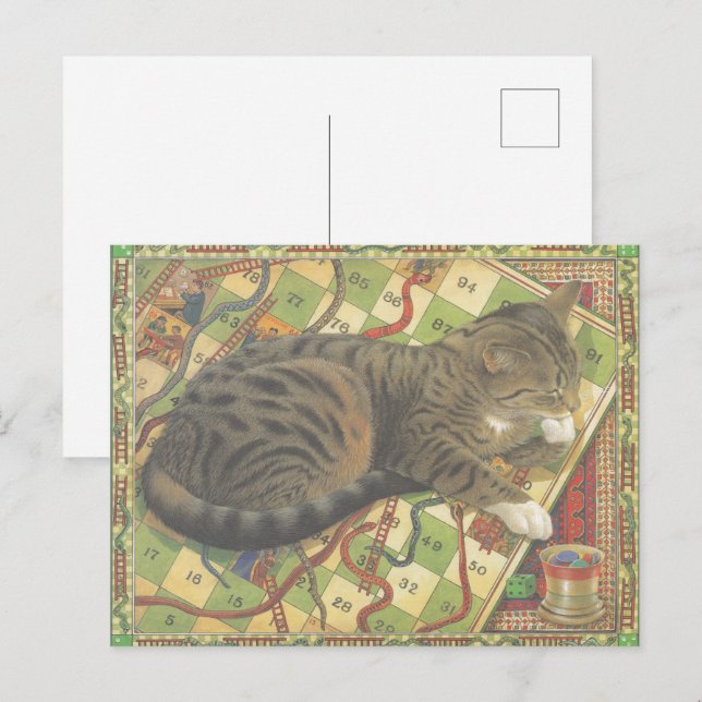 Carte postale Illustration Cat (Devant / Derrière)