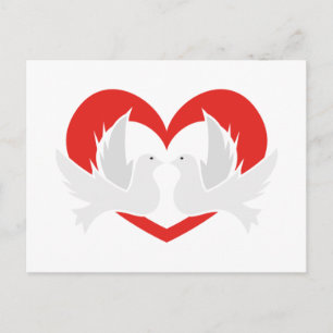 Carte Postale Illustration colombes de paix avec coeur