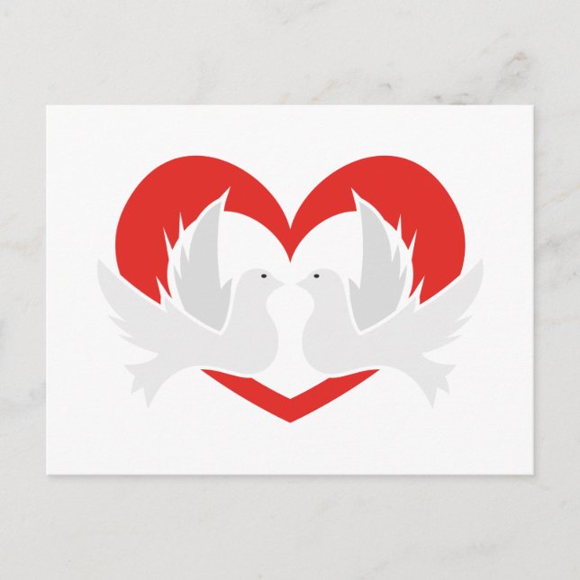 Carte Postale Illustration colombes de paix avec coeur (Devant)