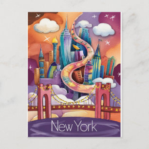 Carte Postale illustration colorée de new york