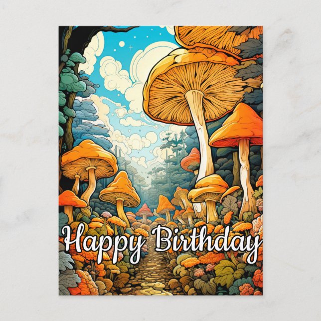 Carte Postale Illustration créative de la forêt de champignons A (Devant)