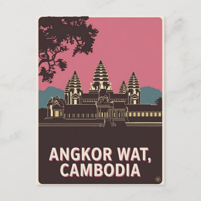 Carte Postale Illustration d'Angkor Wat Cambodia (Devant)