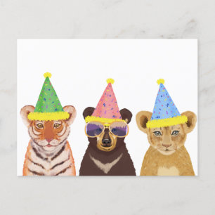 Carte Postale Illustration d'animaux de fête