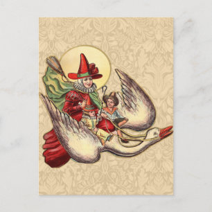 Carte Postale Illustration d'antiquité de Mère Goose Child