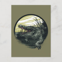 Illustration d'art de marais avec un alligator fér