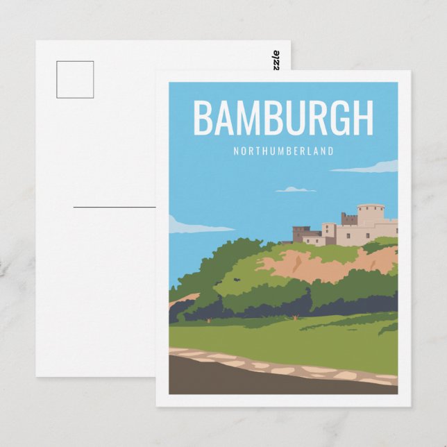 Carte Postale Illustration de Bamburg Northumberland Travel Plac (Devant / Derrière)