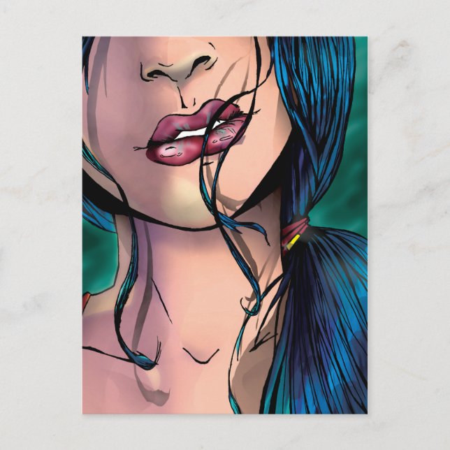 Carte Postale Illustration de bande dessinée d'une fille sexy ap (Devant)