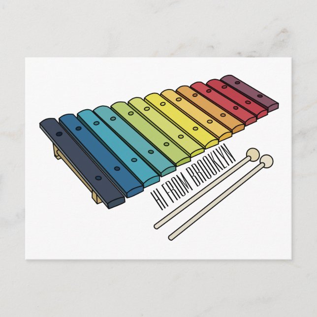 Carte Postale Illustration de bande dessinée en Xylophone (Devant)