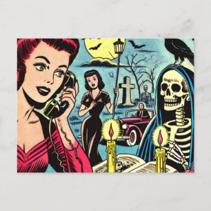 Carte Postale Illustration de bandes dessinées d'horreur vintage