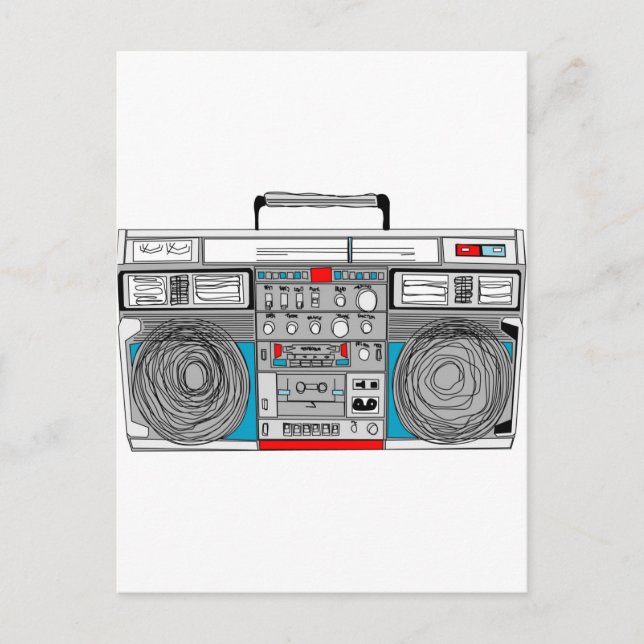 Carte Postale Illustration de boombox des années 80 (Devant)