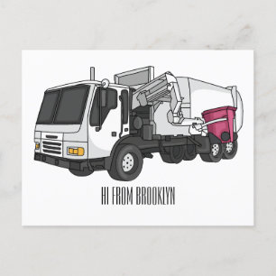 Carte Postale Illustration de camion à ordures