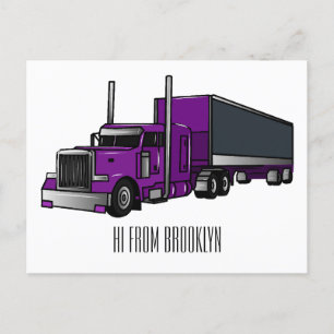 Carte Postale Illustration de camion semi-remorque