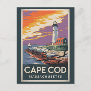 Carte Postale Illustration de Cape Cod Massachusetts Art de voya