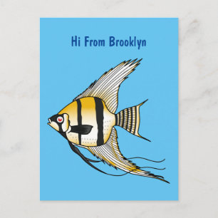 Carte Postale Illustration de cartoon de poisson-ange zèbre